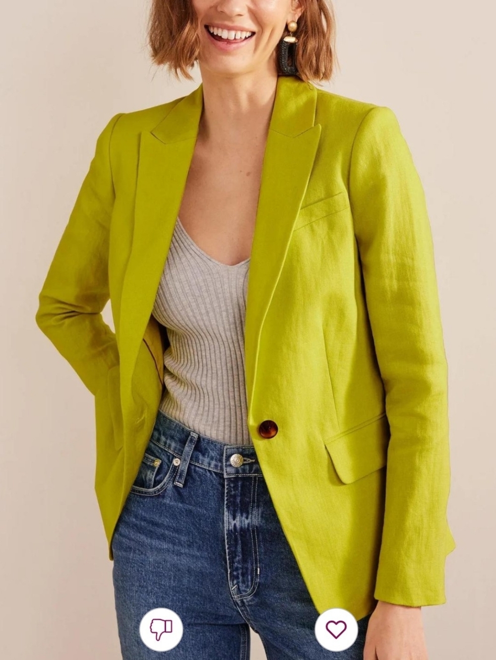 Boden Lime Green Single-Button Blazer
